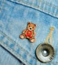 Heart Disease Awareness Bear Pin, Handmade Red Ribbon Tiny Teddy Brooch - Image 3