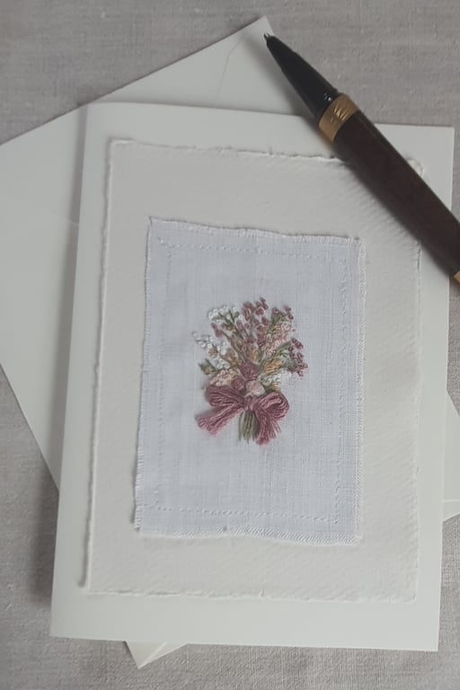 Hand Embroidered Greetings card