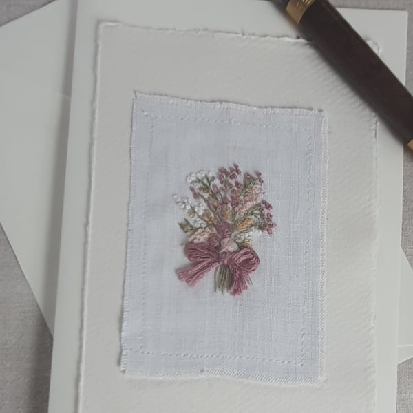 Hand Embroidered Greetings card