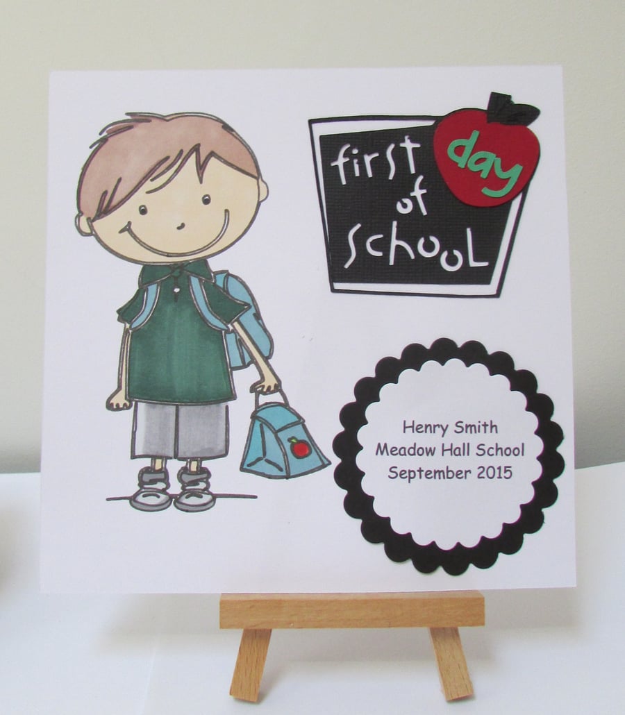 First Day At School Card - For a Boy