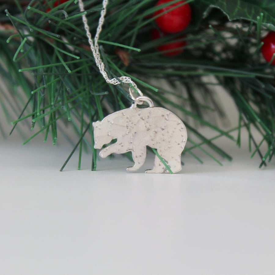 Sterling Silver Bear Necklace