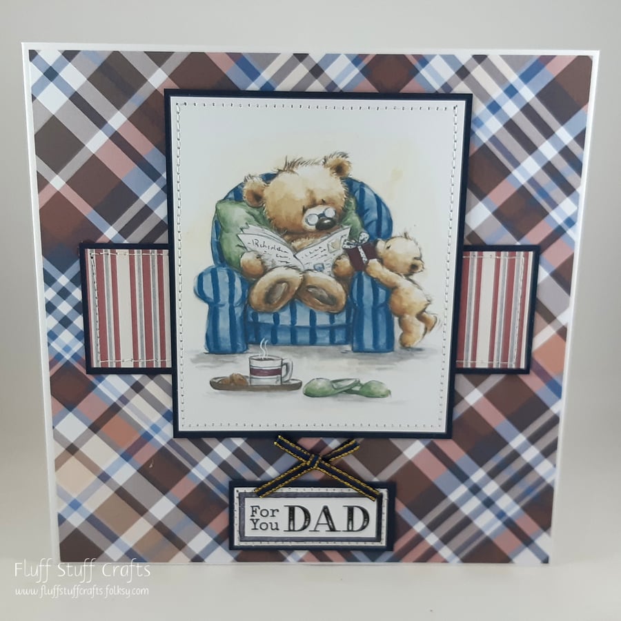 Handmade card for Dad - armchair bear