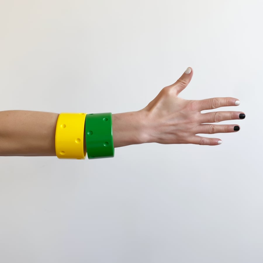 Large colourful polka dots cuff bracelets 