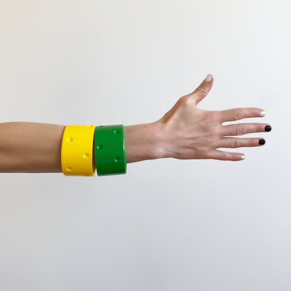 Large colourful polka dots cuff bracelets 