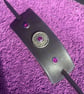 Dyed Black Leather Hair Stick Barrette - Florentine centre with 3 Purple Gems - Image 1