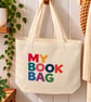 My Book Bag – Colourful Canvas Tote Bag with Zip – Book Lover Gift