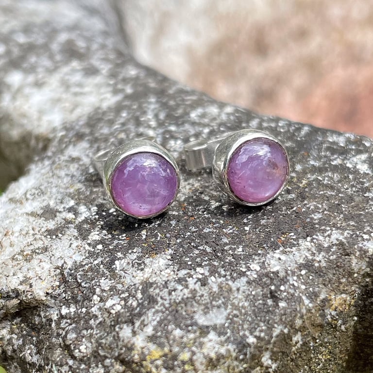     Ruby stud earrings sterling silver 