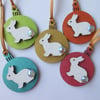Bunny Rabbit Coloured Christmas Bauble Hanging Decorations x 5