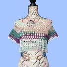 Colourful Crochet Cover Up Mesh Top Size 6-10