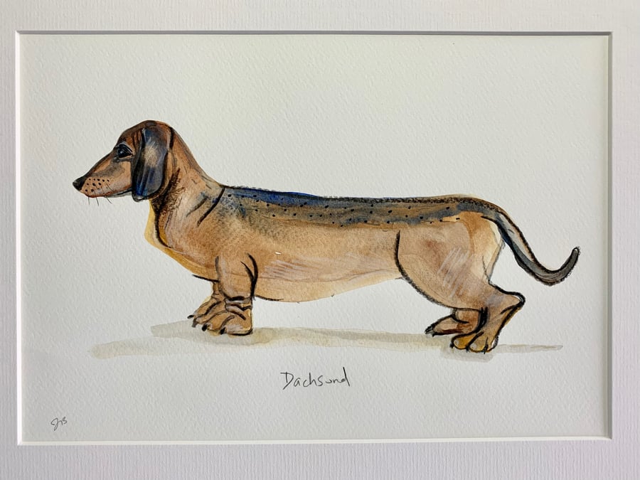 Dachshund dog  profile (original painting)