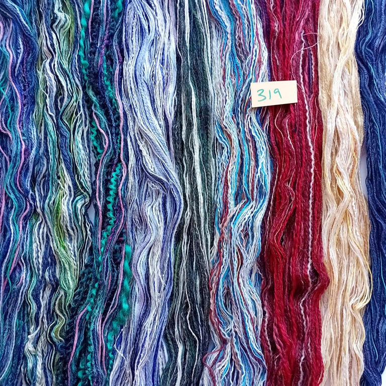 Textured yarns, creative threads, mixed media fibres, weaving thrums