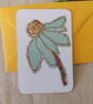 Handmade Flower Collage Notecard - Eco-friendly Flat Card (A6) - green