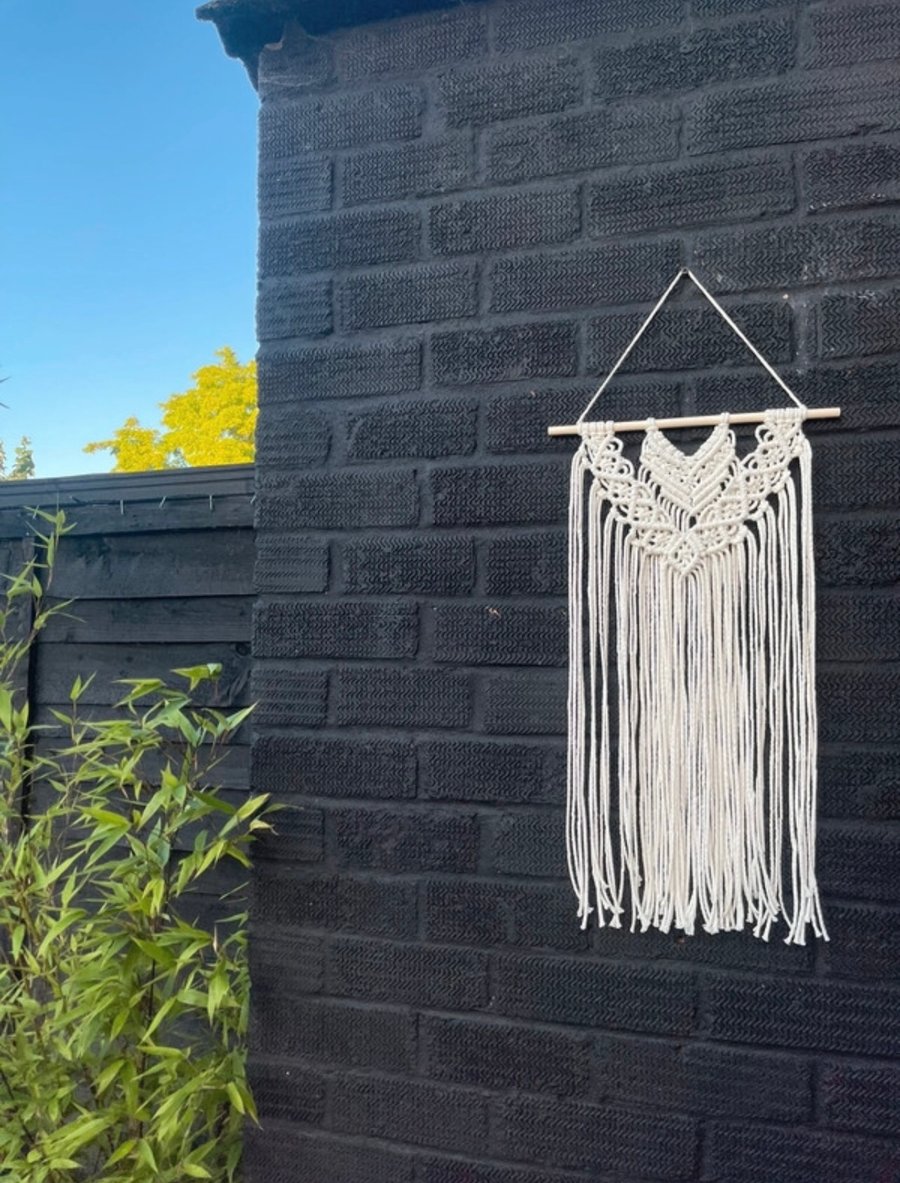 Handmade Cream Detailed Macrame Wallhanging - medium - cream 