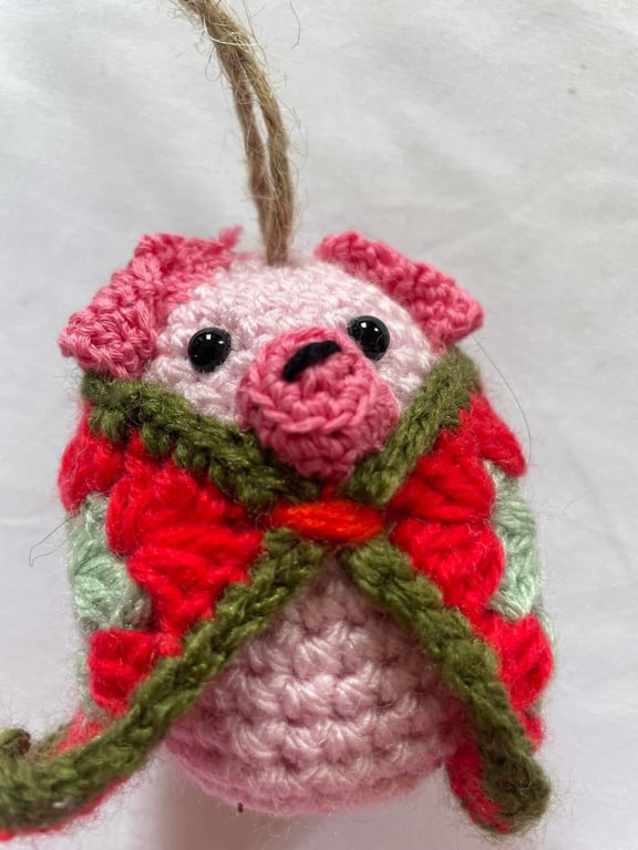 Pig in blanket crocheted decoration 