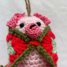 Pig in blanket crocheted decoration 