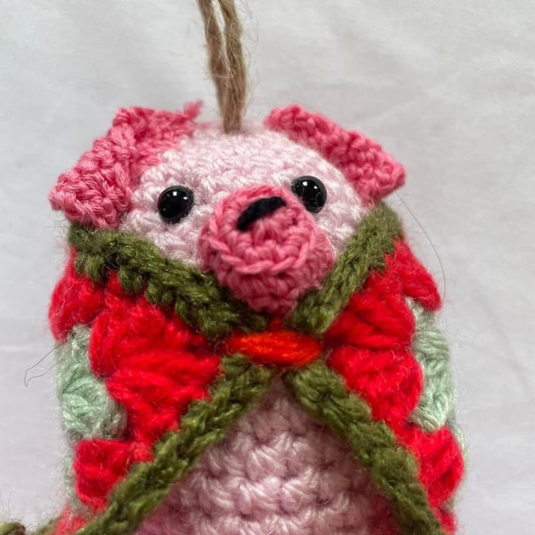 Pig in blanket crocheted decoration 