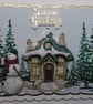 Christmas Card Santa Snowman Snowy House and Pine Trees 3D Luxury Handmade Card - Image 1