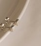Silver cube stud earrings with a brush matte textured finish - Image 5