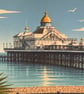 Eastbourne Pier Greeting Card - 8" x 8" Coastal Card - Blank Inside - Image 2