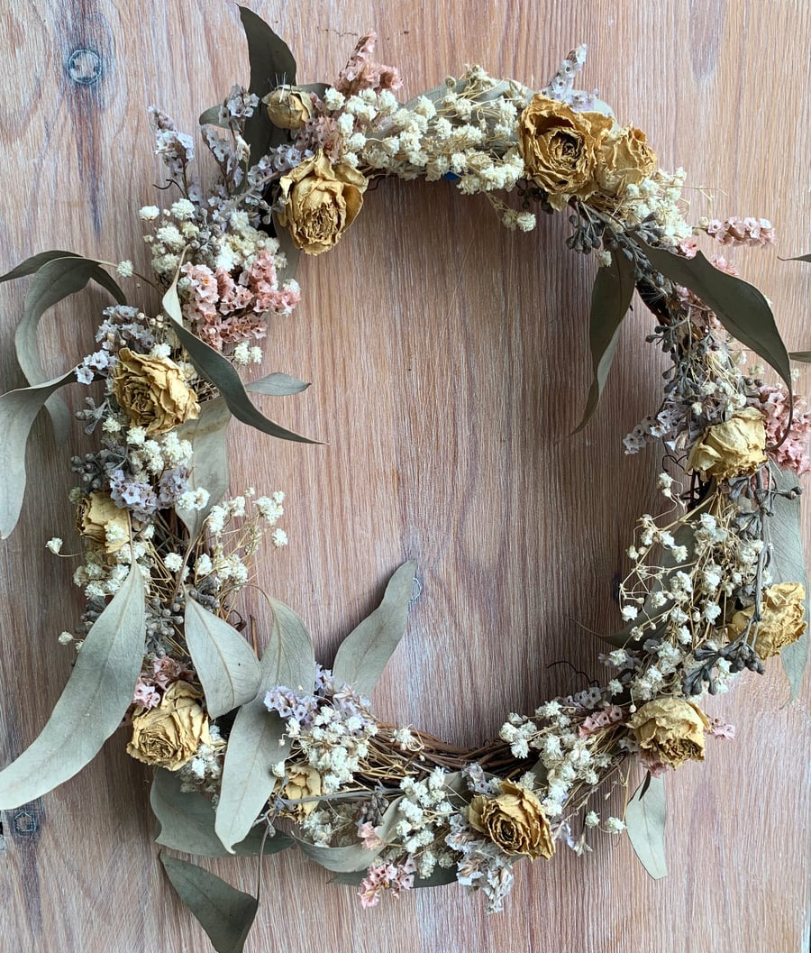 Dried Flower Floral Door Or Wall Wreath Decor 