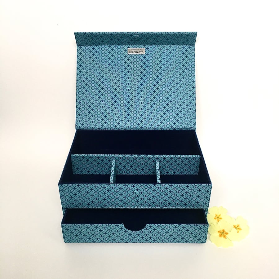 Geometric Style Handmade Organiser, Fabric Covered, Multipurpose Box 