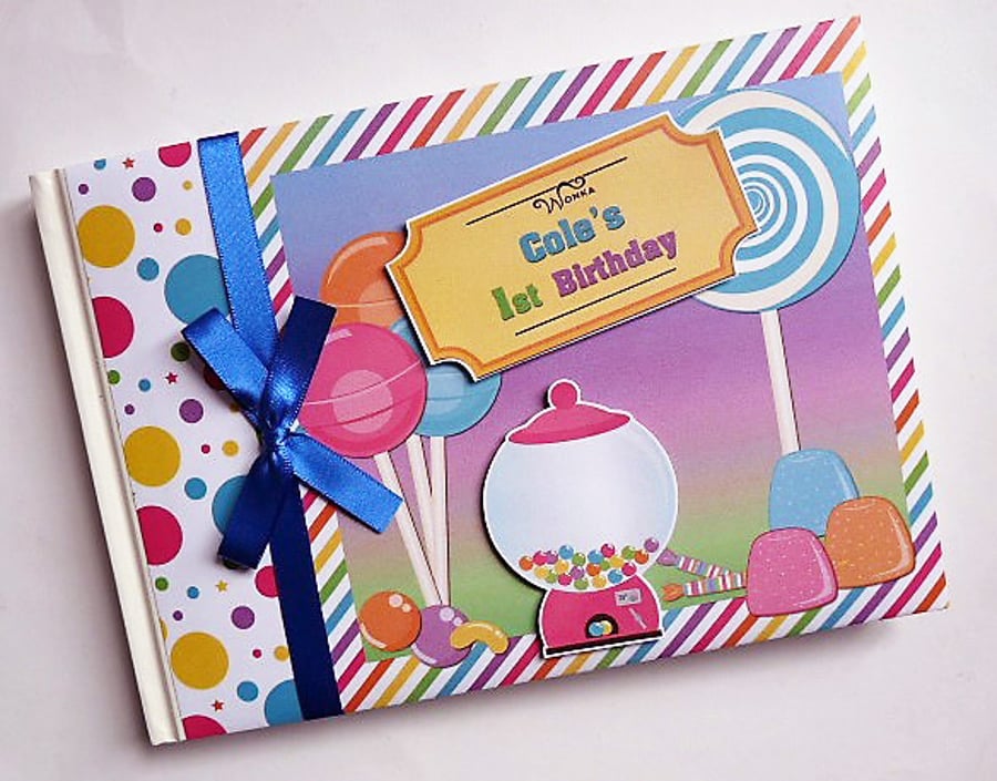 Sweets and Candy Birthday guest book,  Candyland party guest book