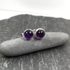 Amethyst stud earrings sterling silver, gemstone studs