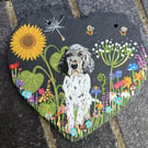 Meadow pet hand painted slate heart featuring YOUR pet