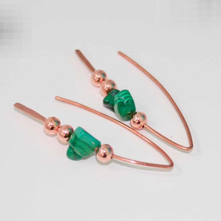 Malachite and copper earrings