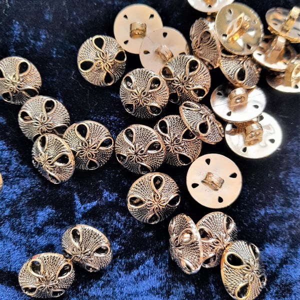 18mm gold ornate shank buttons, decorative buttons, gold buttons