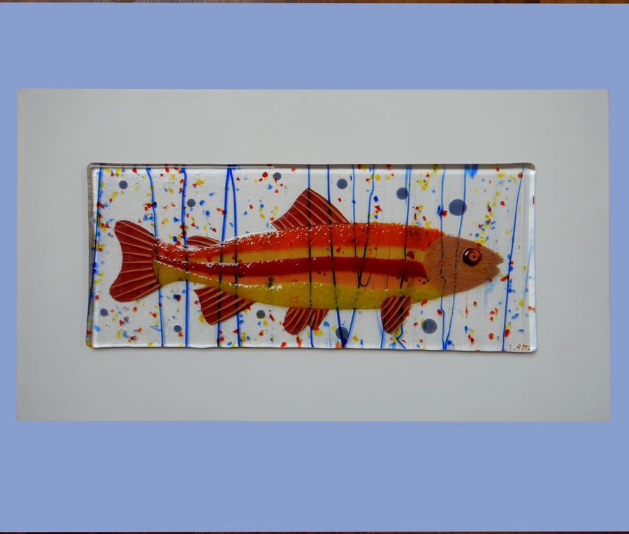 HANDMADE FUSED GLASS  'FISH' PICTURE