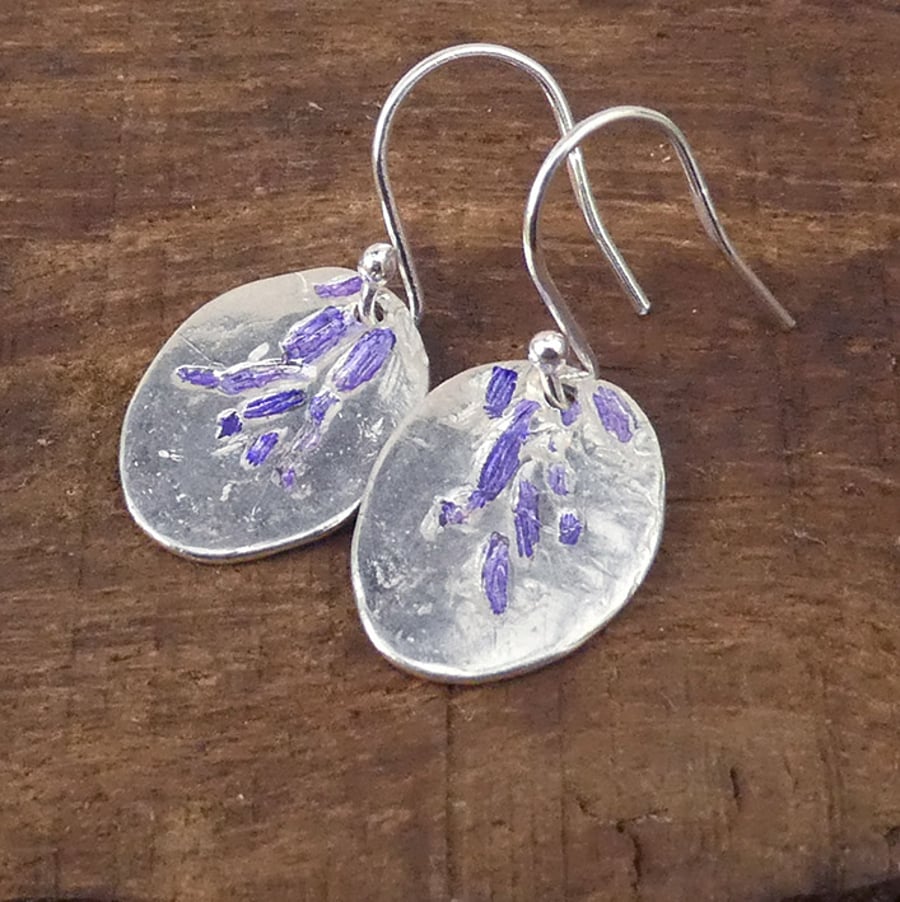 Silver earrings with lavender