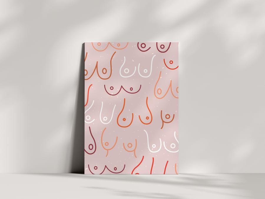 Body Positive Boob Card - Pink Boobs Design A6