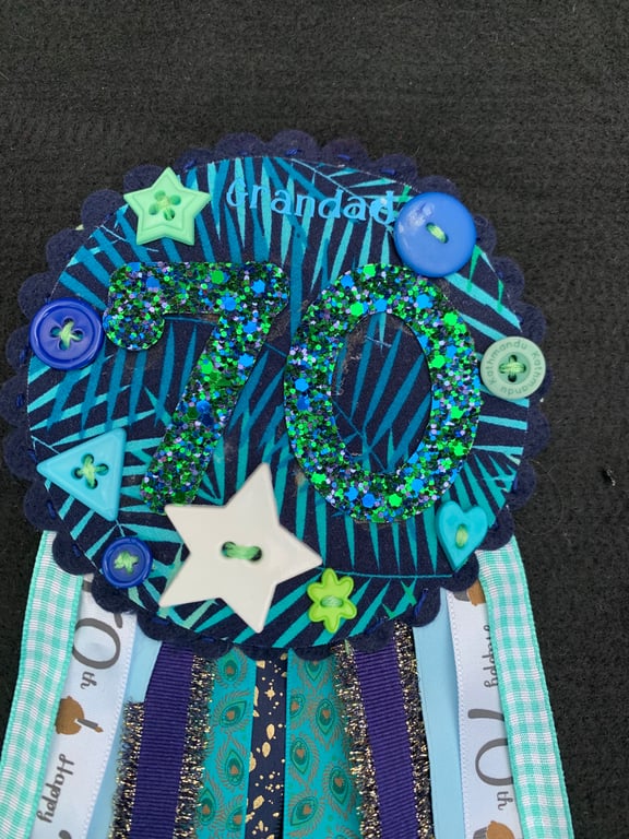 Birthday badge-Rosette Personalised Big birthday  - Male design 