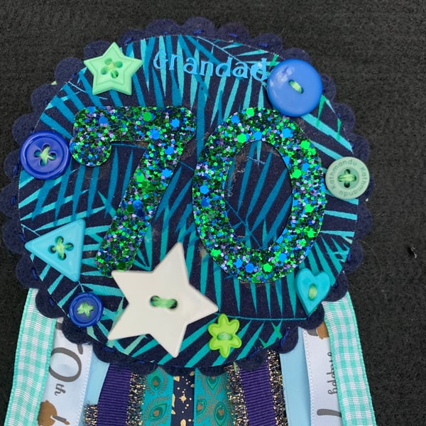 Birthday badge-Rosette Personalised Big birthday  - Male design 