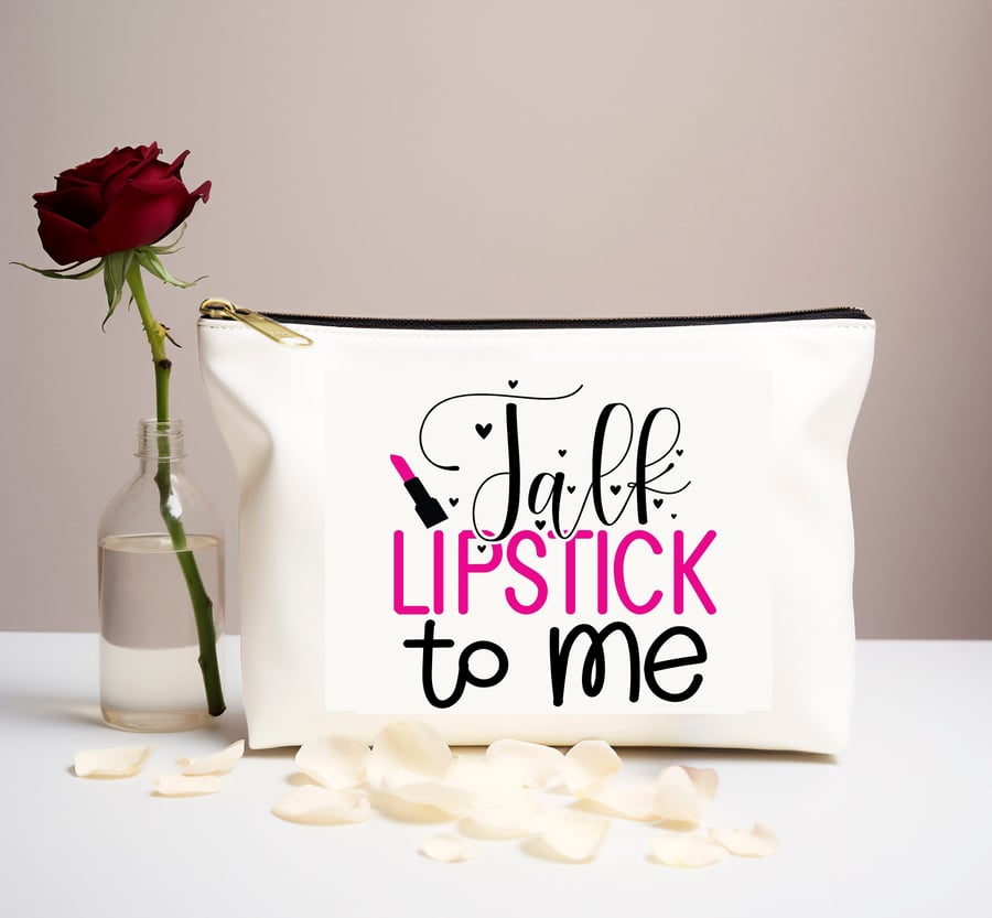 Lipstick Fun Canvas Cosmetic Travel Bag