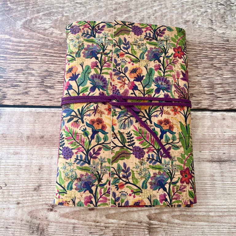 Cork Journal with Tropical Flowers