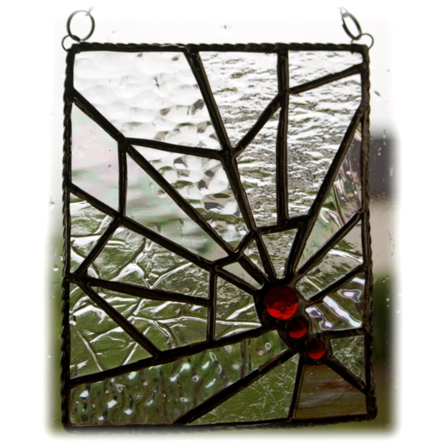 Spiders Web Abstract Suncatcher Stained Glass Handmade 