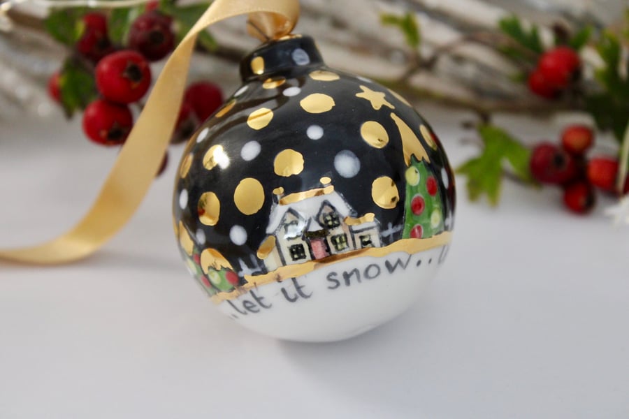 Starry night ceramic bauble