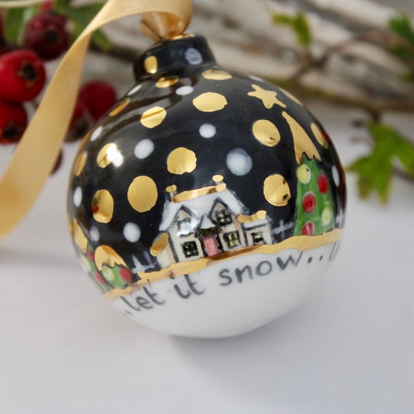 Starry night ceramic bauble