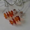 Baltic Amber Stud Style Sterling Silver Earrings