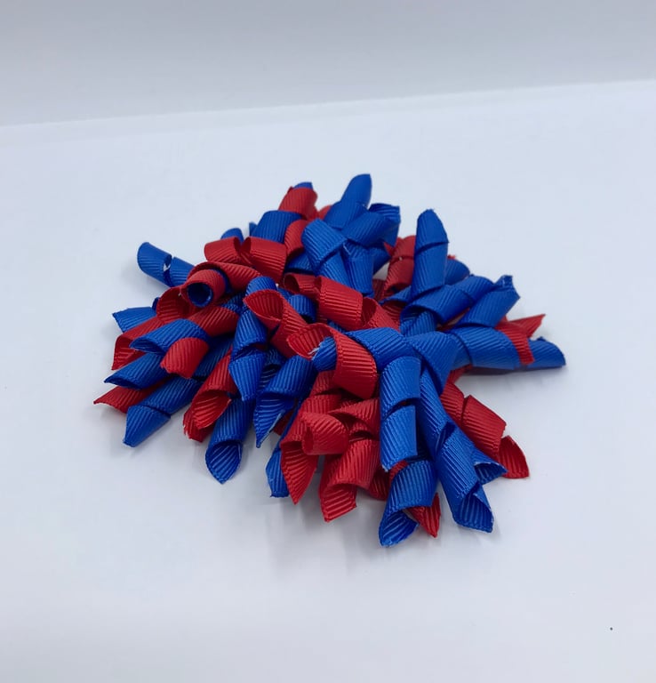 3 inch Royal Blue and Red Curly Corkers on Clips (pair)