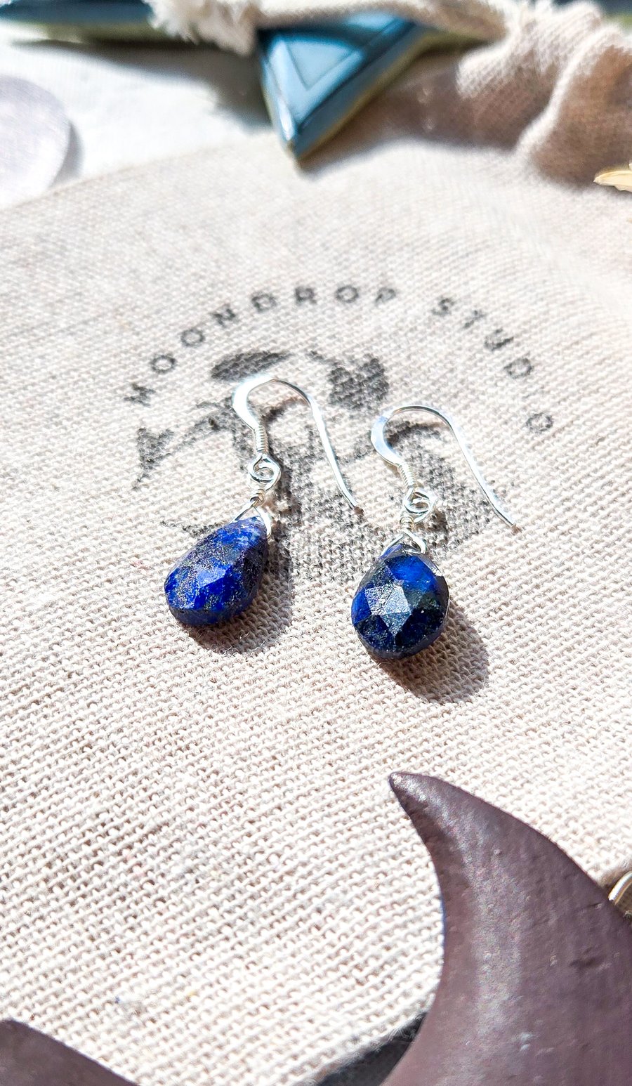 Lapis Lazuli Earrings - Sterling Silver Drop Earrings - September