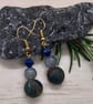 Earrings in dark sage, navy and sienna swirl - Image 3