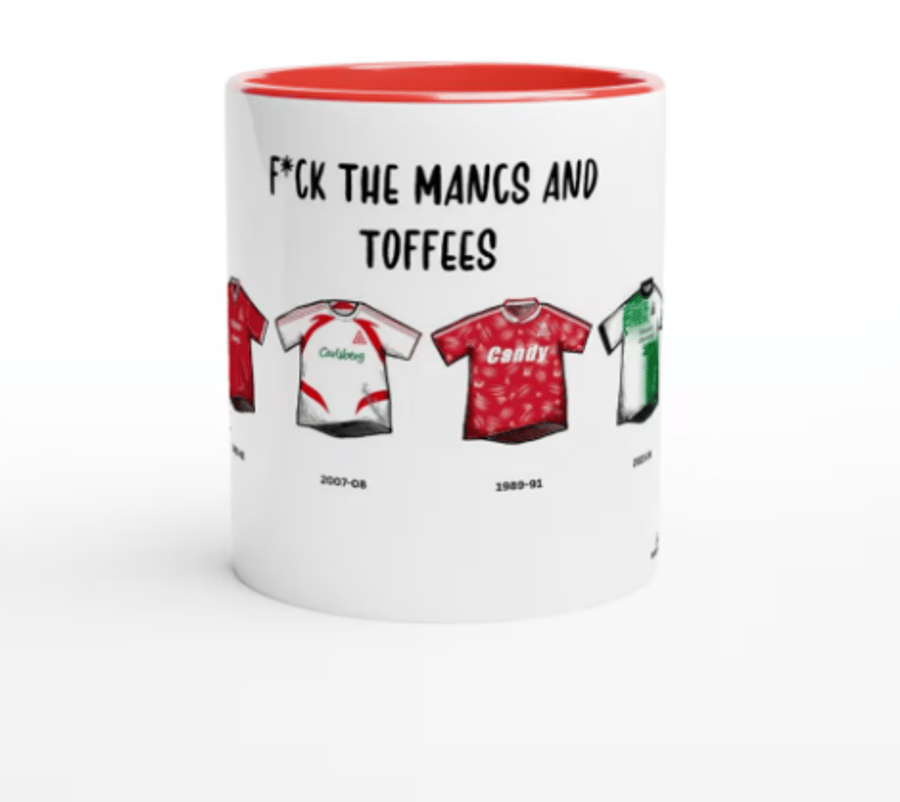 Liverpool Mug - Football Kits Through The Ages - Funny Gift