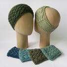 Knitted Ear Warmer Headband Green Teal  