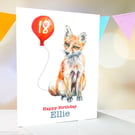 Fox Cub personalised birthday card, premium quality, 6th, 18th, 21st, 40th, 80th