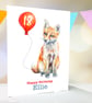 Fox Cub personalised birthday card, premium quality, 6th, 18th, 21st, 40th, 80th