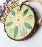 Real Pressed Leaves Autumnal Wood Slice – Hand Painted Rustic Hanging Décor - Image 2