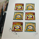 Hand Finished Watercolour A4 Art Print - Lyle's Syrup and Treacle Tin Medley